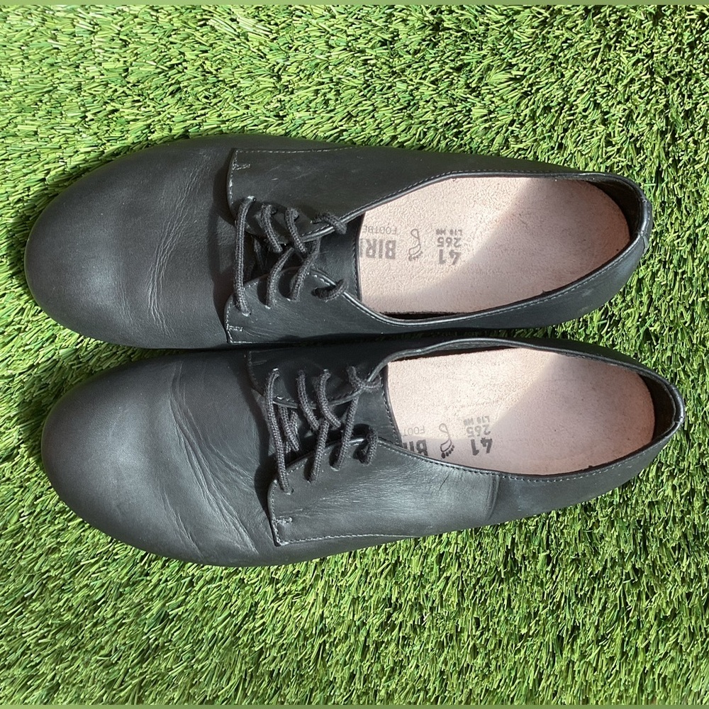 Birkenstock Saunders Black Leather Oxford Loafers Lace-up Flats US 10 10.5
